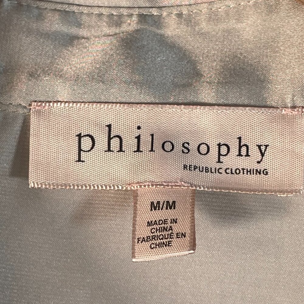 Philosophy Republic Clothing Champagne Satin Blouse M Mother-of-Pearl - Picture 4 of 10